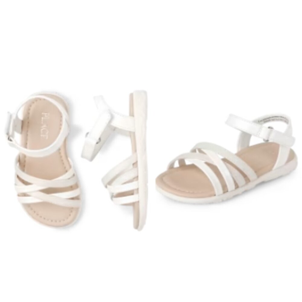 NWT 9 Toddler Girls Glitter Sandals - White
